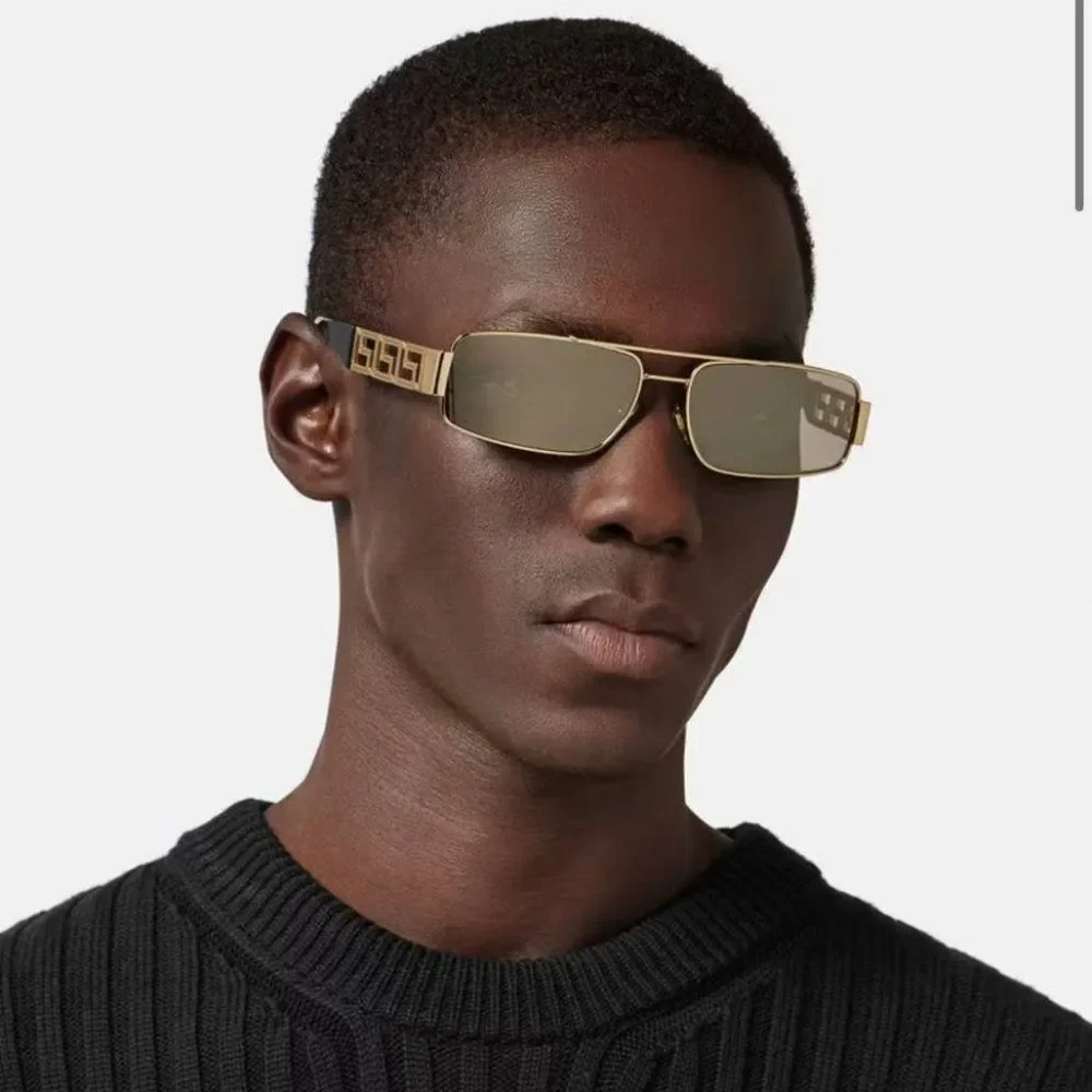 Versace Sunglasses VE2257 10025A Gold Light Brown Mirror Metal Pilot Unisex